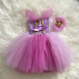🌸Tangled Rapunzel princess baby/toddler crochet top tutu dress birthday costume